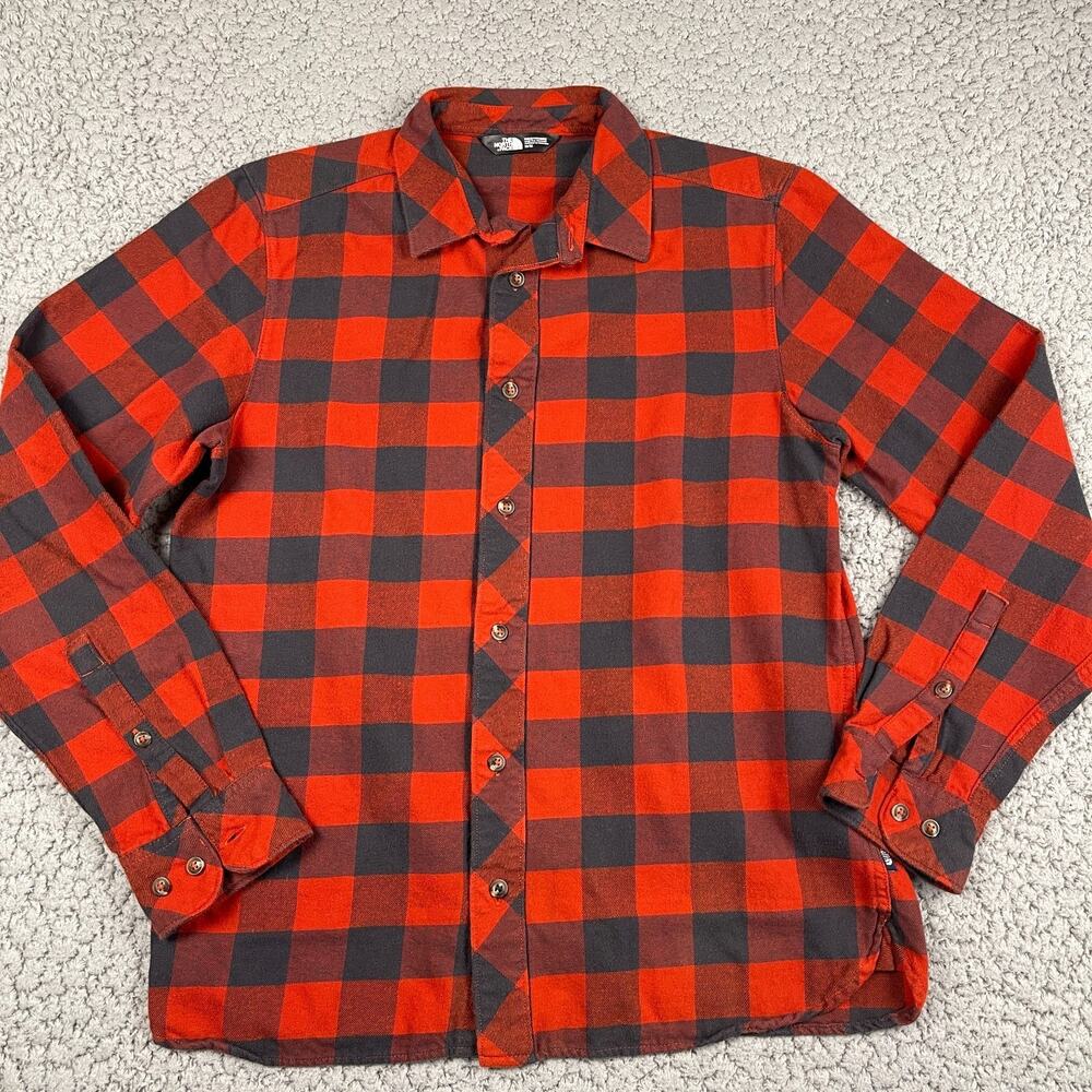 The North Face Button Up Flannel Shirt Men's Medium Buffalo Plaid Heavyweight